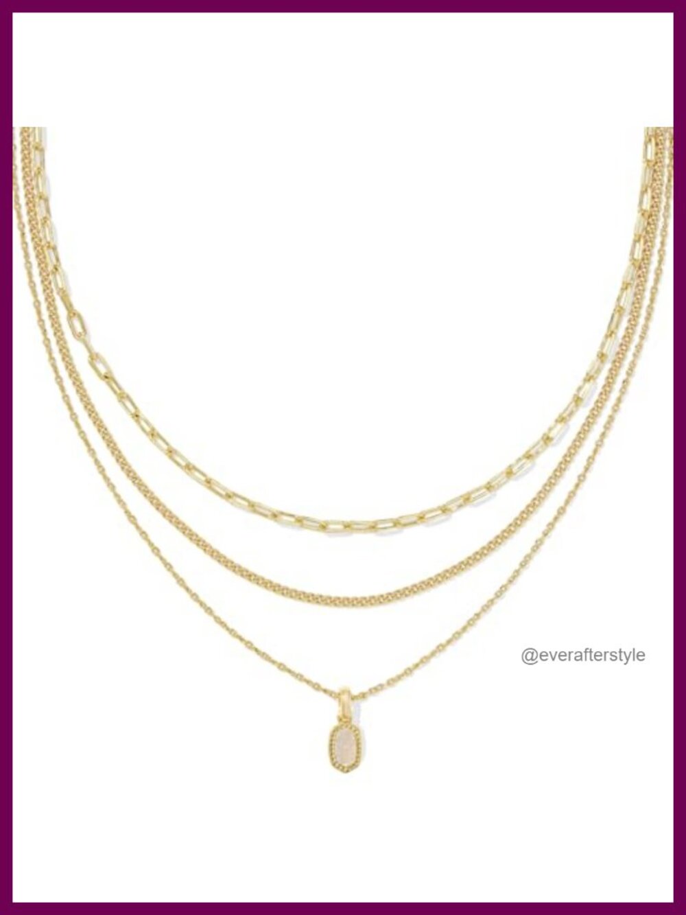 Mini Elisa Triple Strand Gold Plated Brass Layered Necklace Pendant Lobster